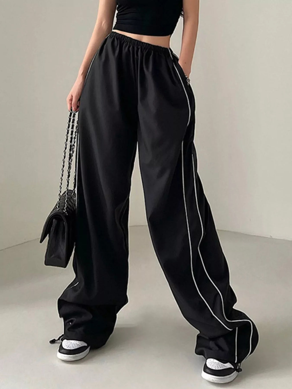 Elastic Waist Wide Leg Pants
