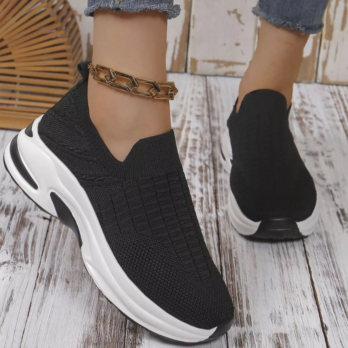 Round Toe Mesh Slip-Ons