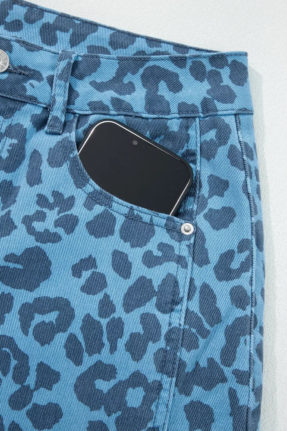 Leopard Print Barrel Leg Jeans