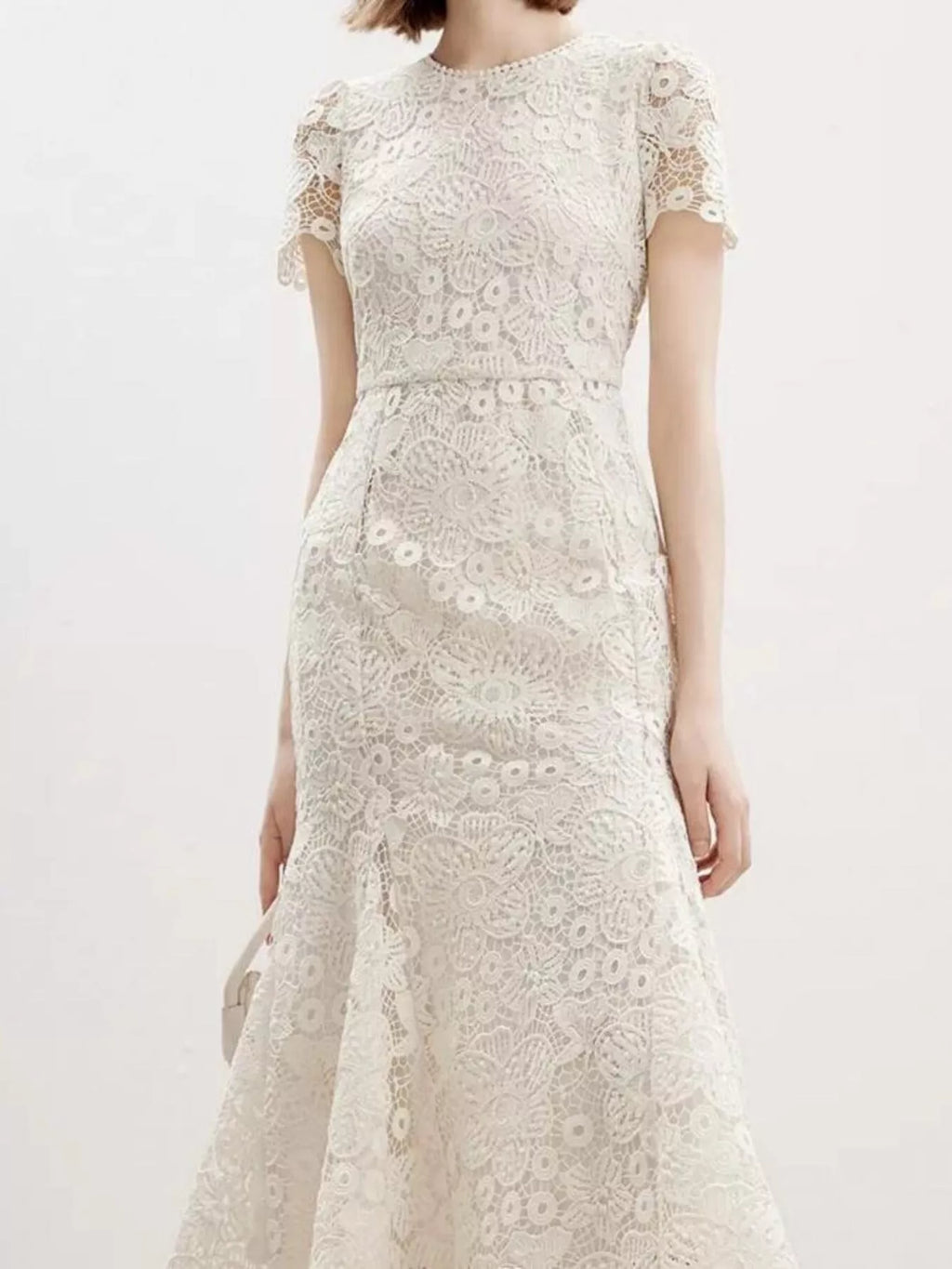 Lace Short Sleeve Mermaid Dress