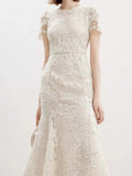 Lace Short Sleeve Mermaid Dress