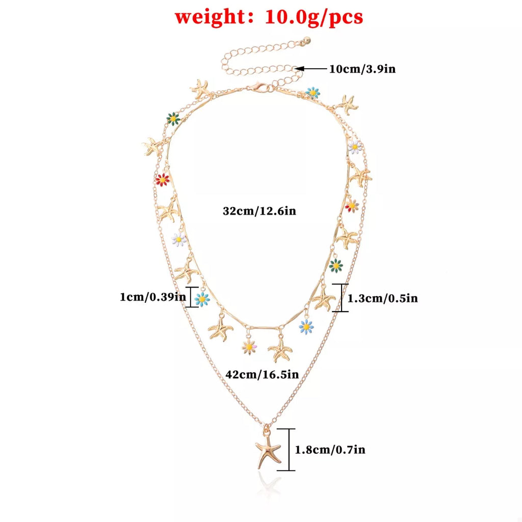 Starfish Charm Double Layered Necklace