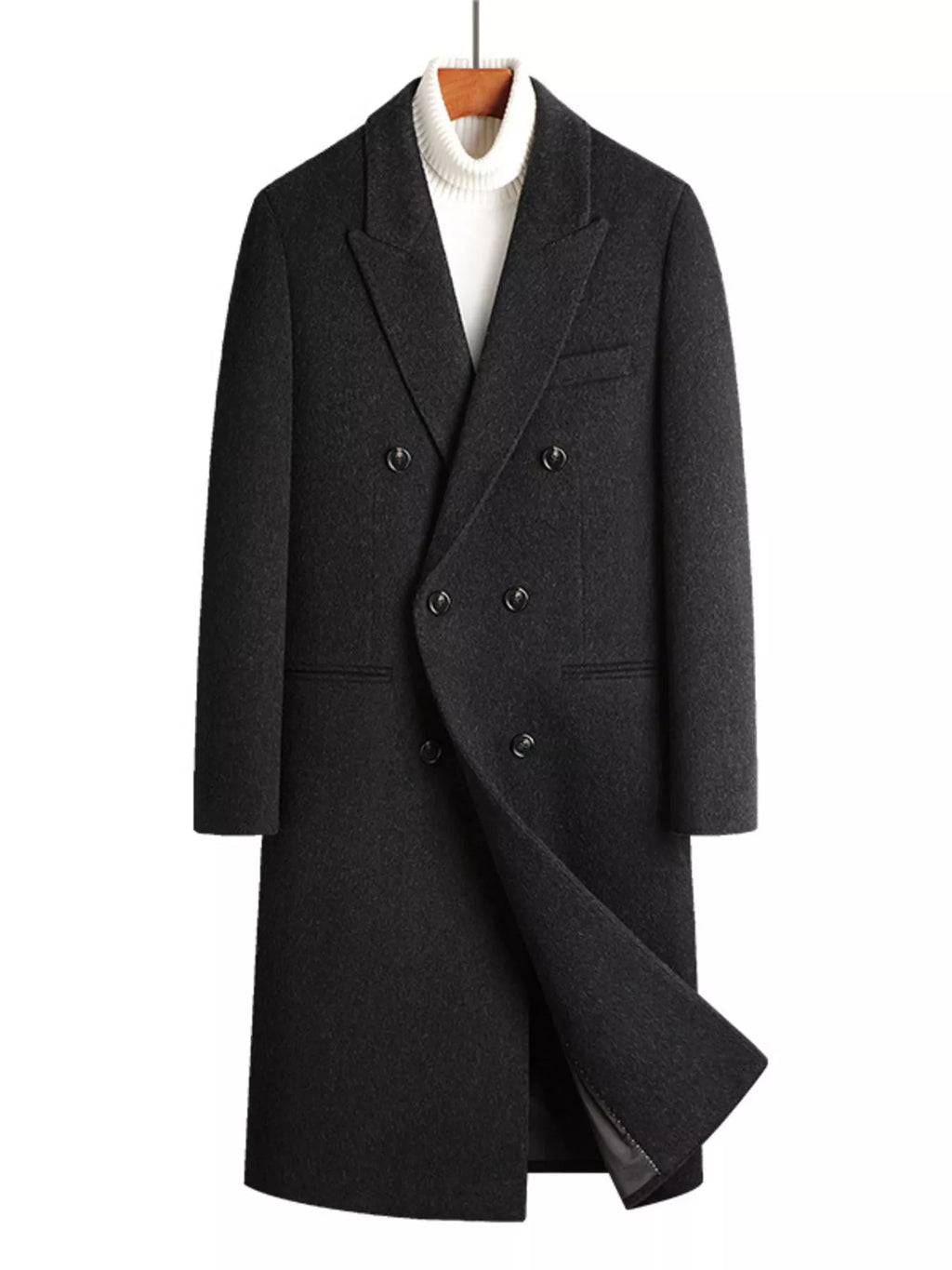 Men's Wool Blend Double-Breasted Overcoat