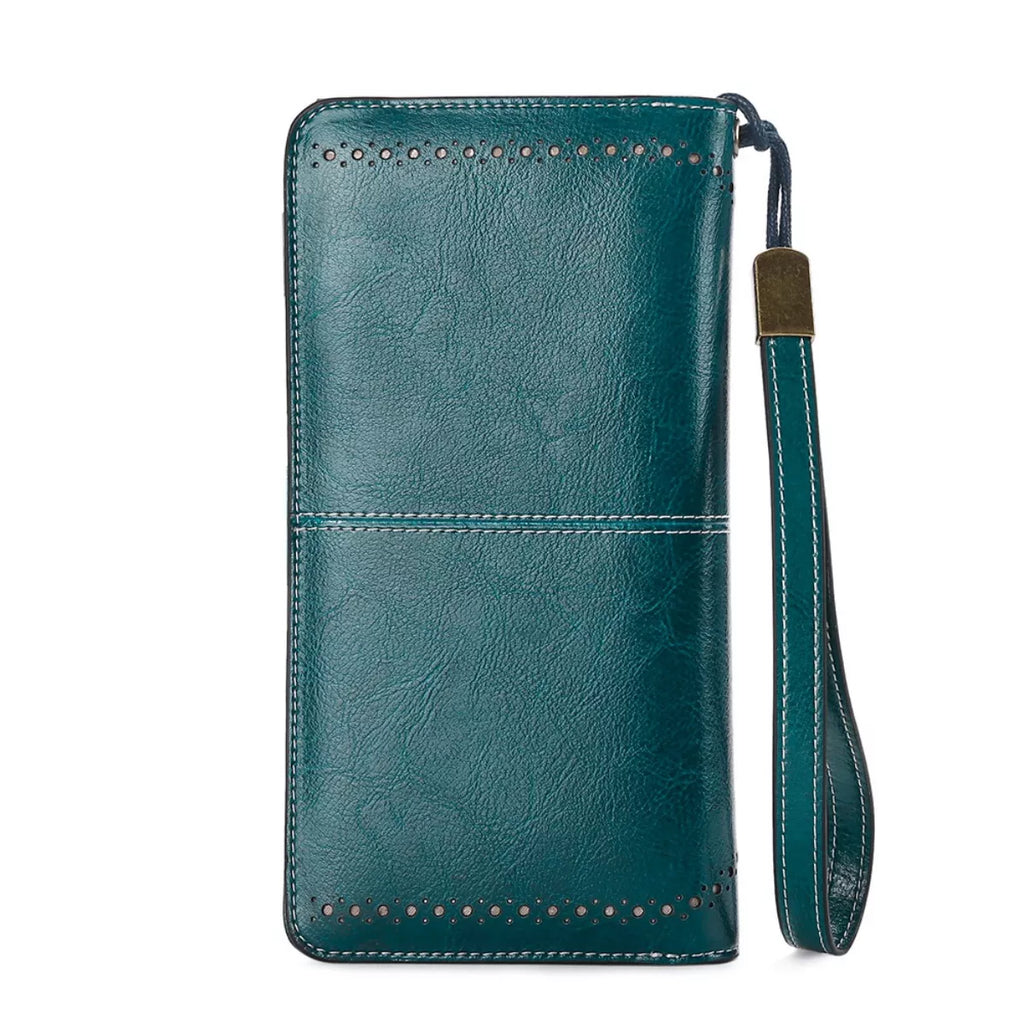 Vintage Style Leather Long Wallet