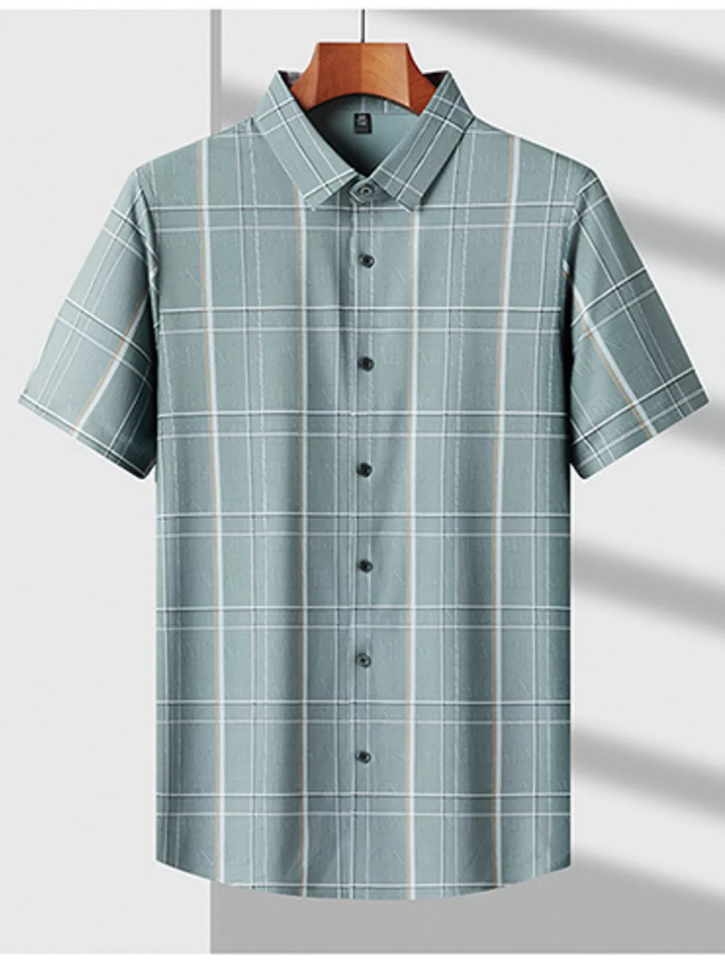 Men's Plus Size Plaid Button Up Short Sleeve Shirt