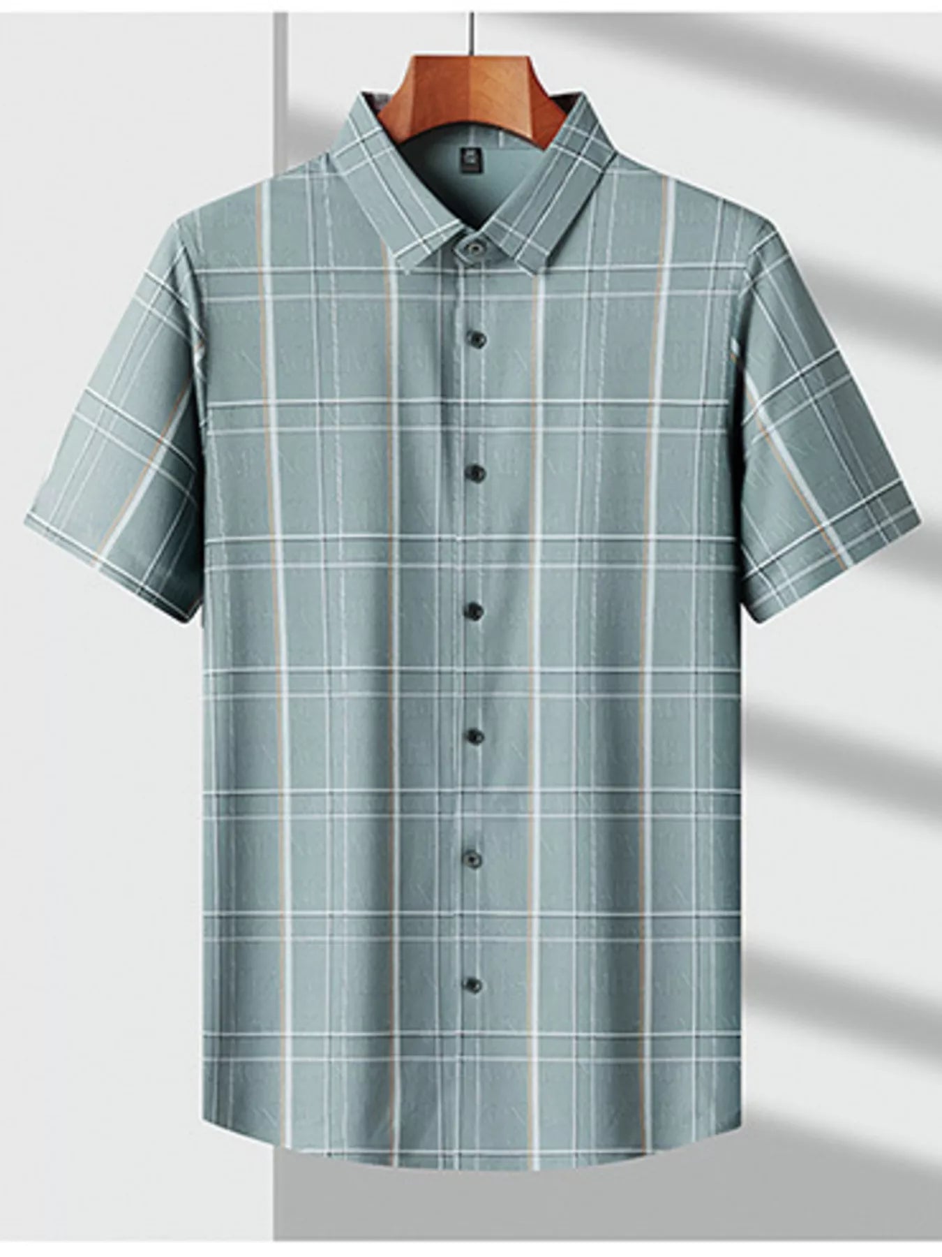 Men's Plus Size Plaid Button Up Short Sleeve Shirt