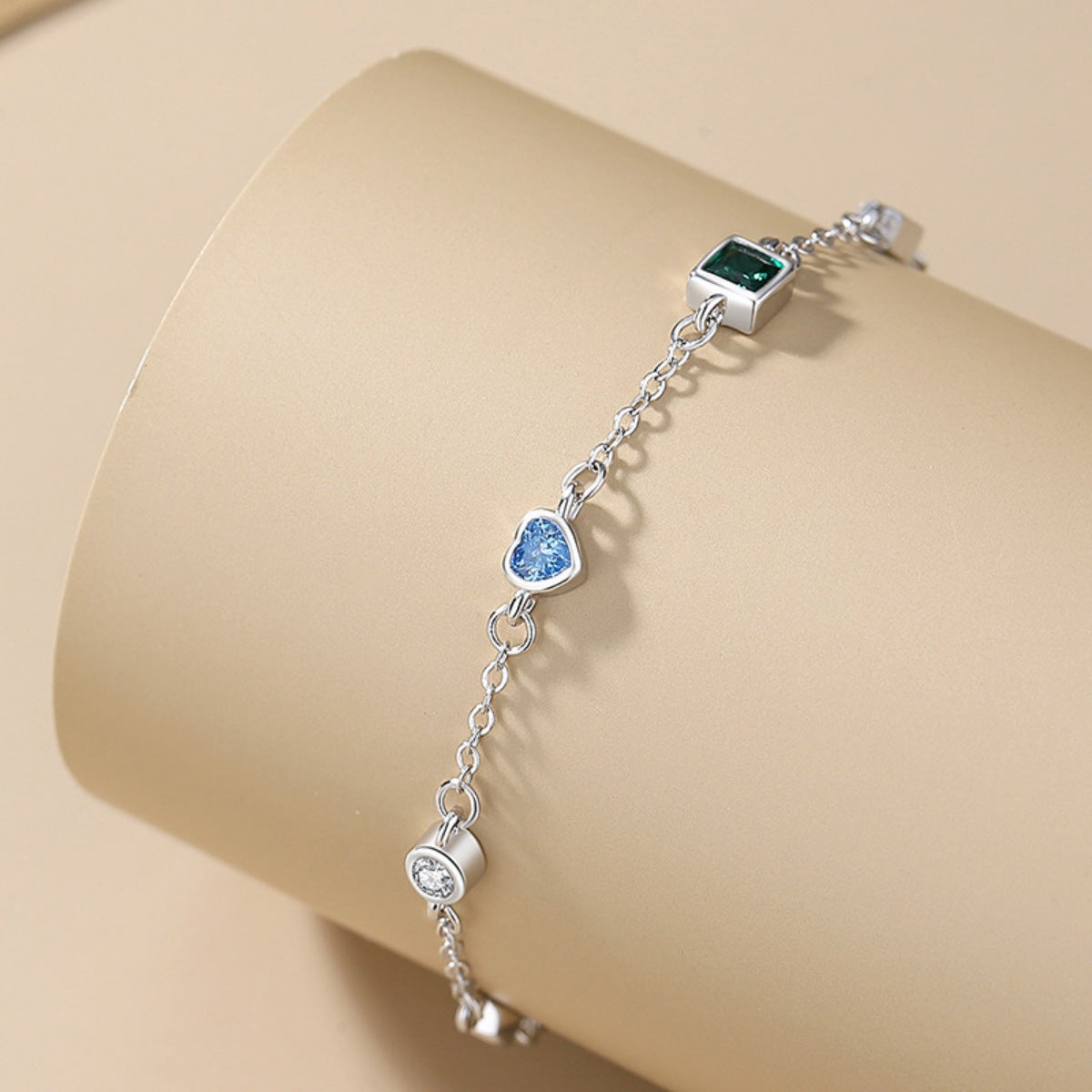 925 Sterling Silver Geometric Charm Bracelet