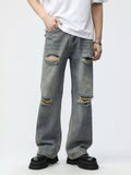 Men's Full Size Distressed Wide Leg Jeans Plus Size