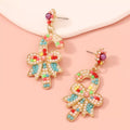 Christmas Candy Cane Bow Drop Earrings