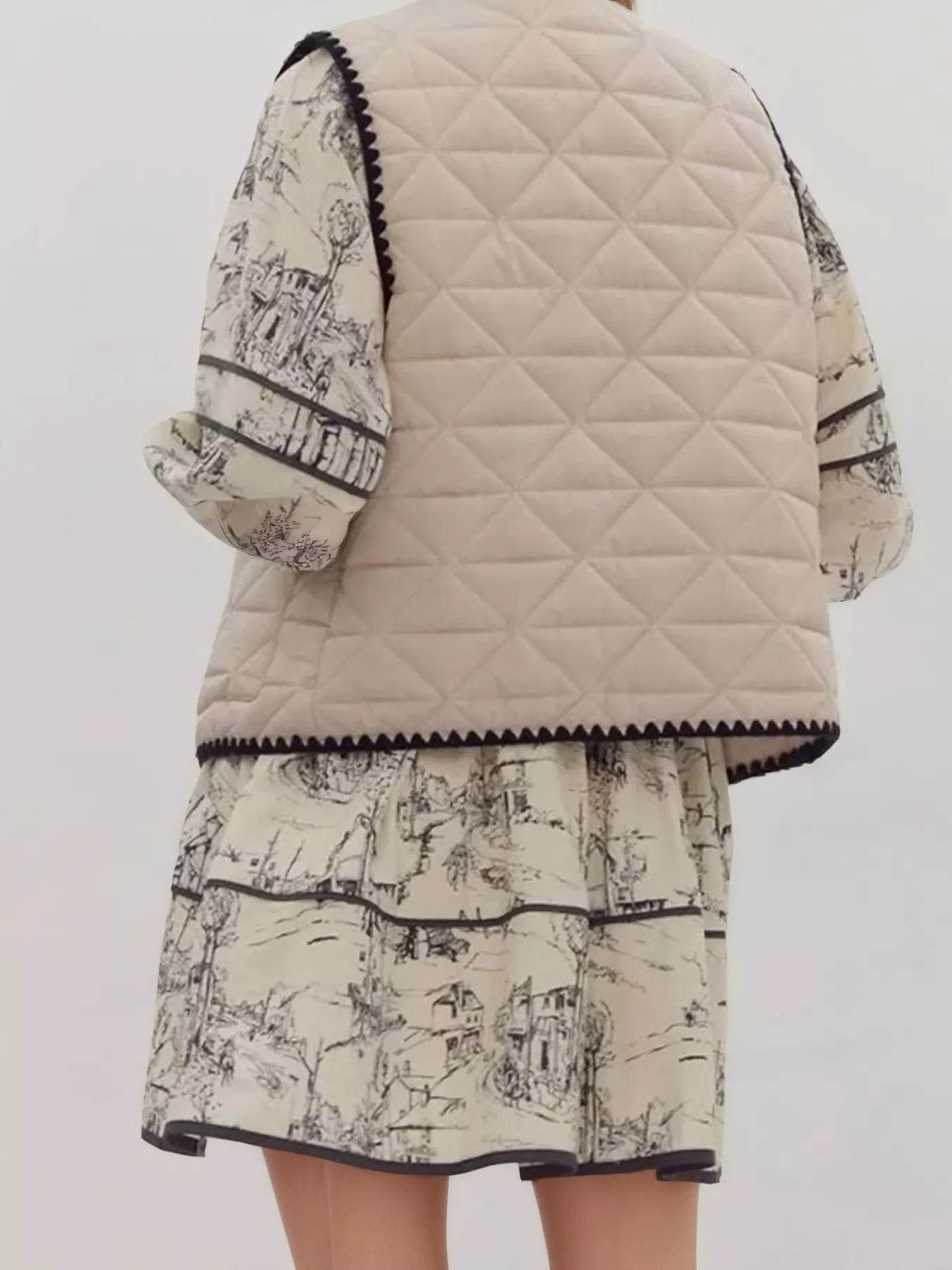 Textured Snap Down Vest Coat