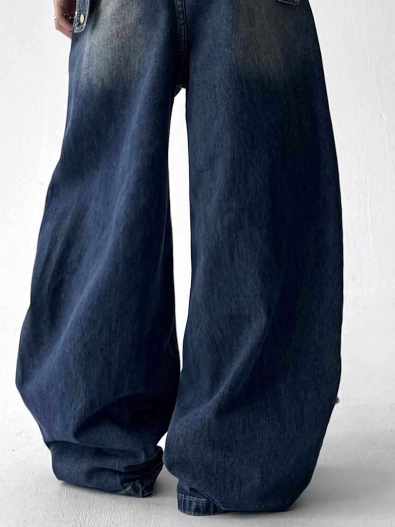 Men's Full Size Frayed Hem Wide Leg Jeans Plus Size