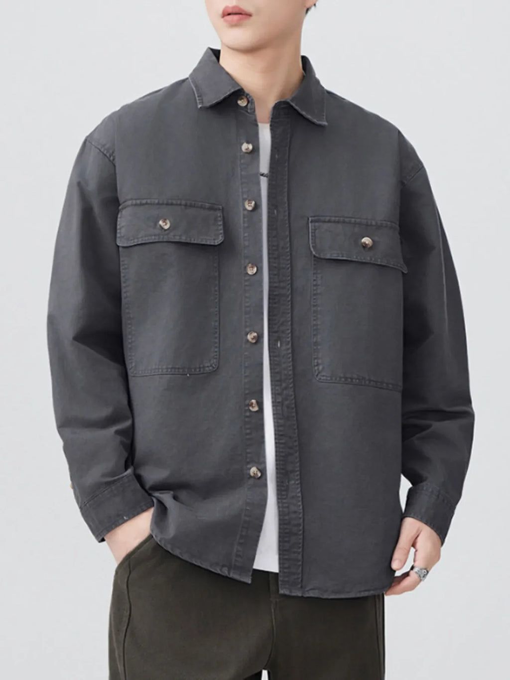 Men's Plus Size Button Up Long Sleeve Shirt