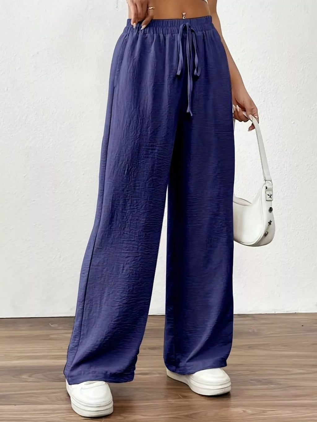 Casual Drawstring Wide Leg Pants