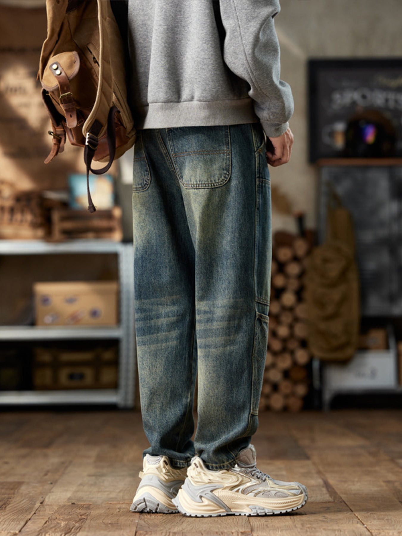 Men's Vintage Wash Straight Leg Jeans