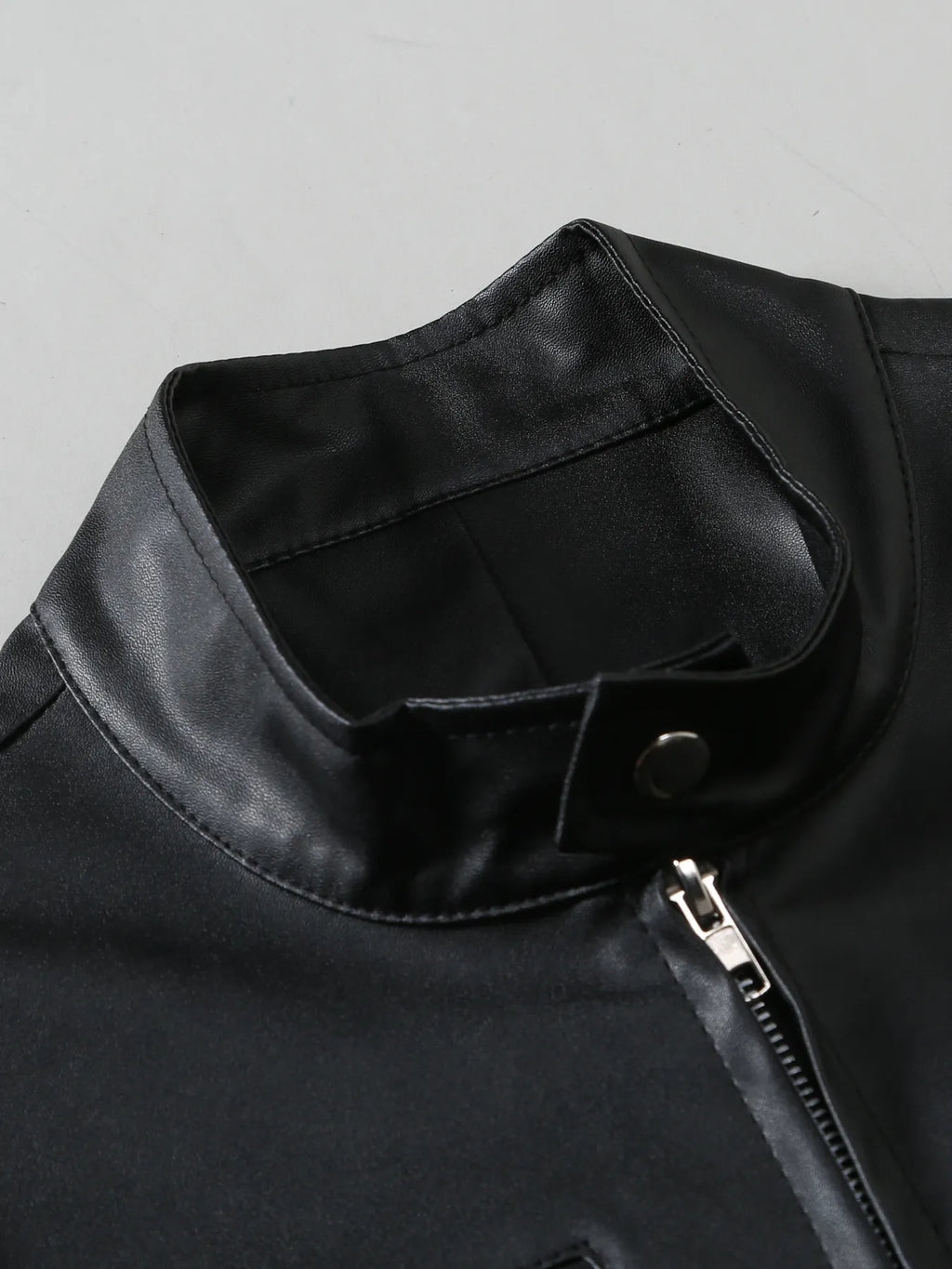 Men's Full Size Zip Up Leather Jacket Plus Size