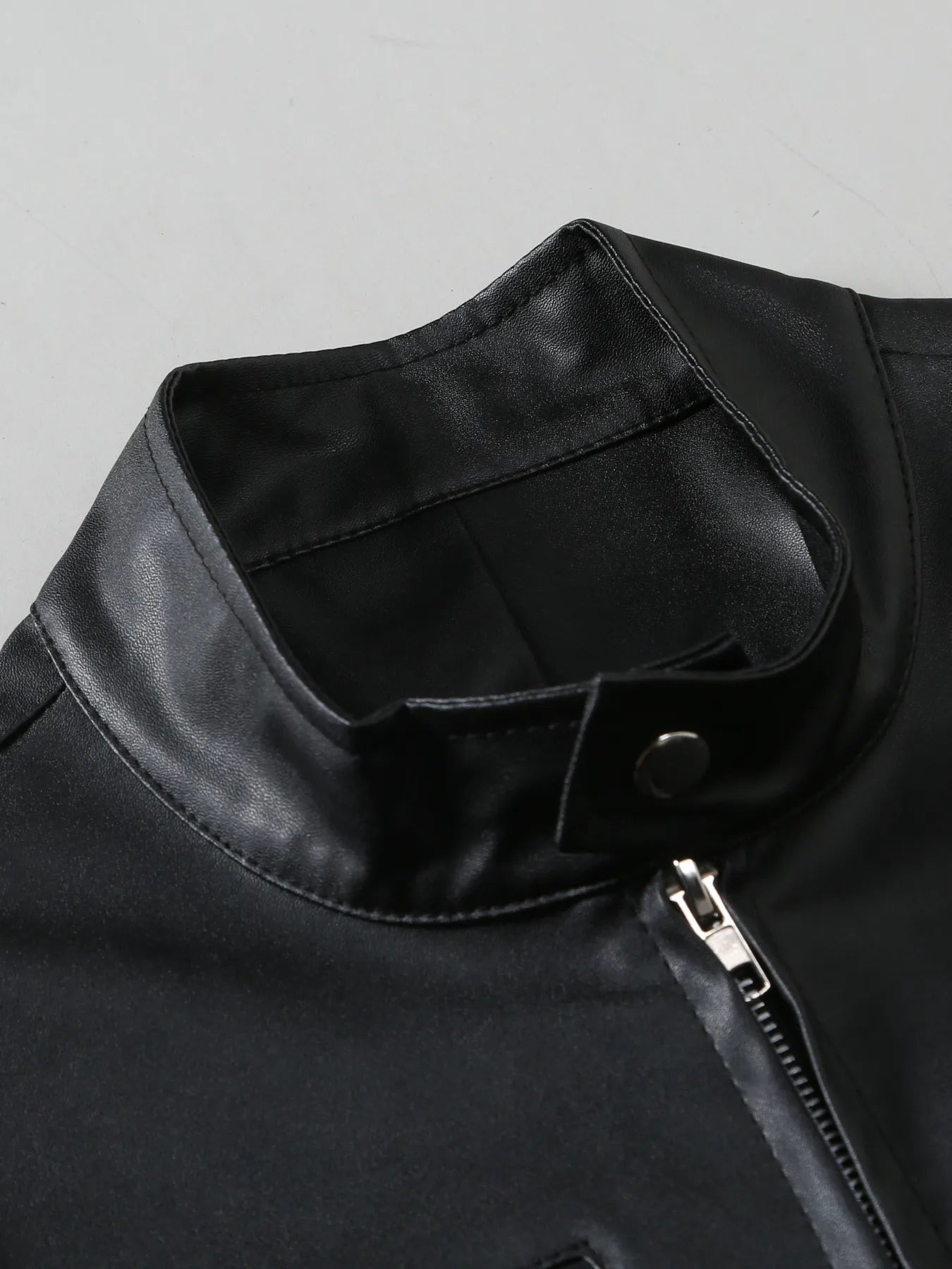Men's Full Size Zip Up Leather Jacket Plus Size