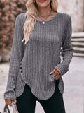 Ribbed Knit Long Sleeve T-Shirt