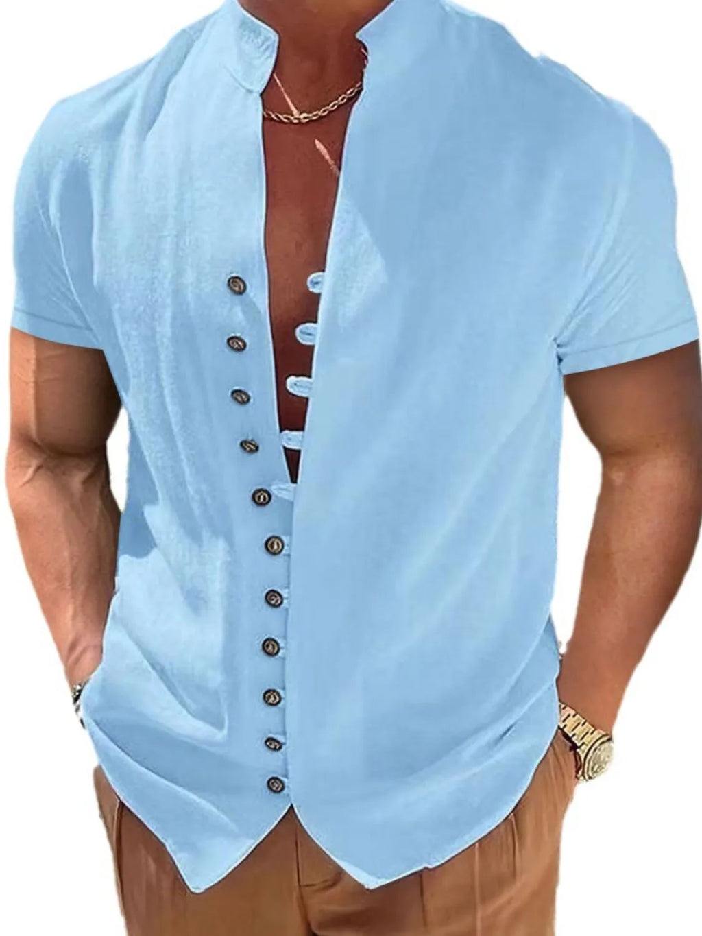 Men's Full Size Button Up Short Sleeve Shirt Plus Size