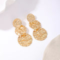 18K Gold-Plated Round Layered Textured Earrings