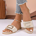Buckle Decor Open Toe Flat Sandals