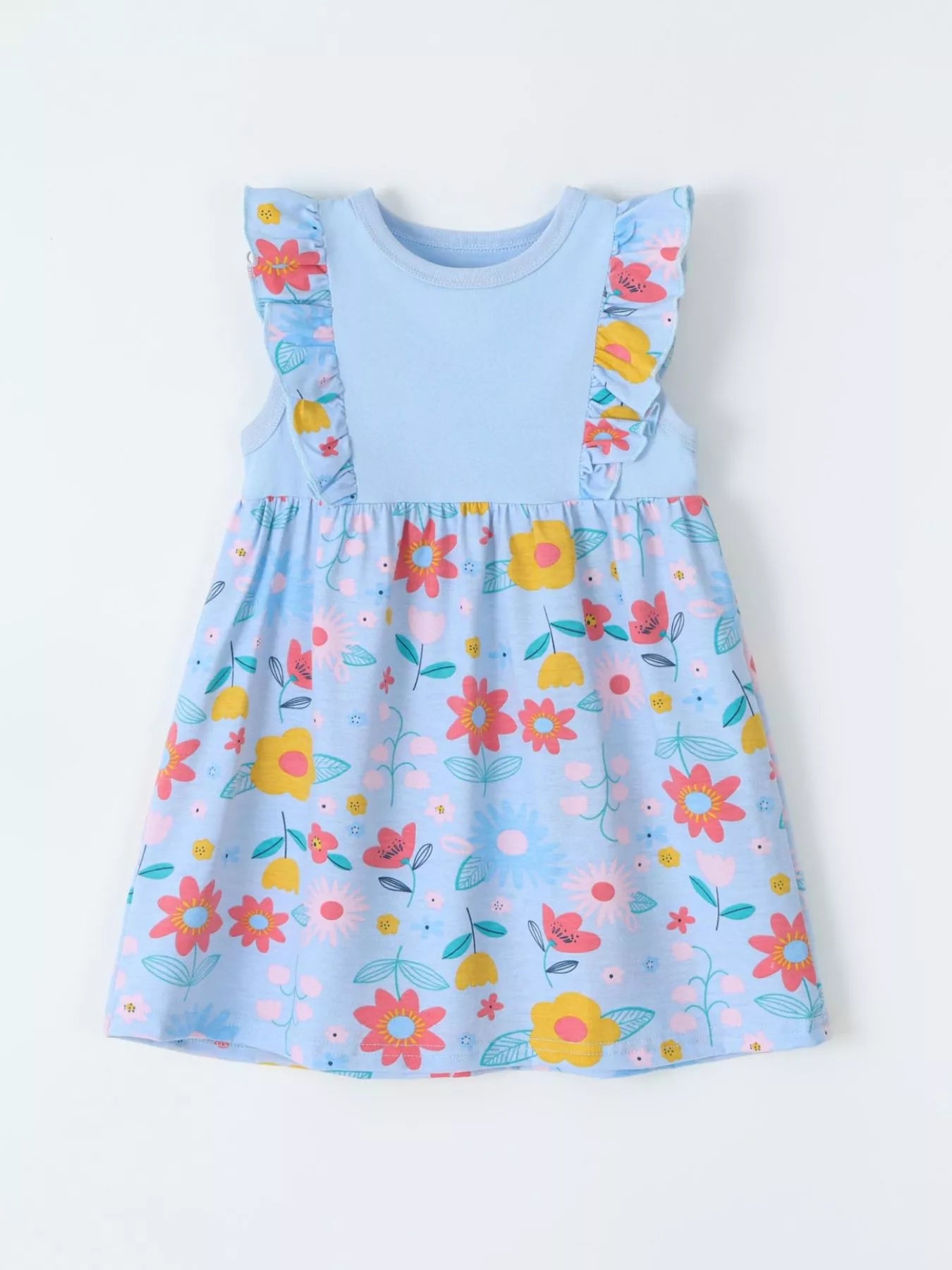 Children's Ruffled Floral Print Dress