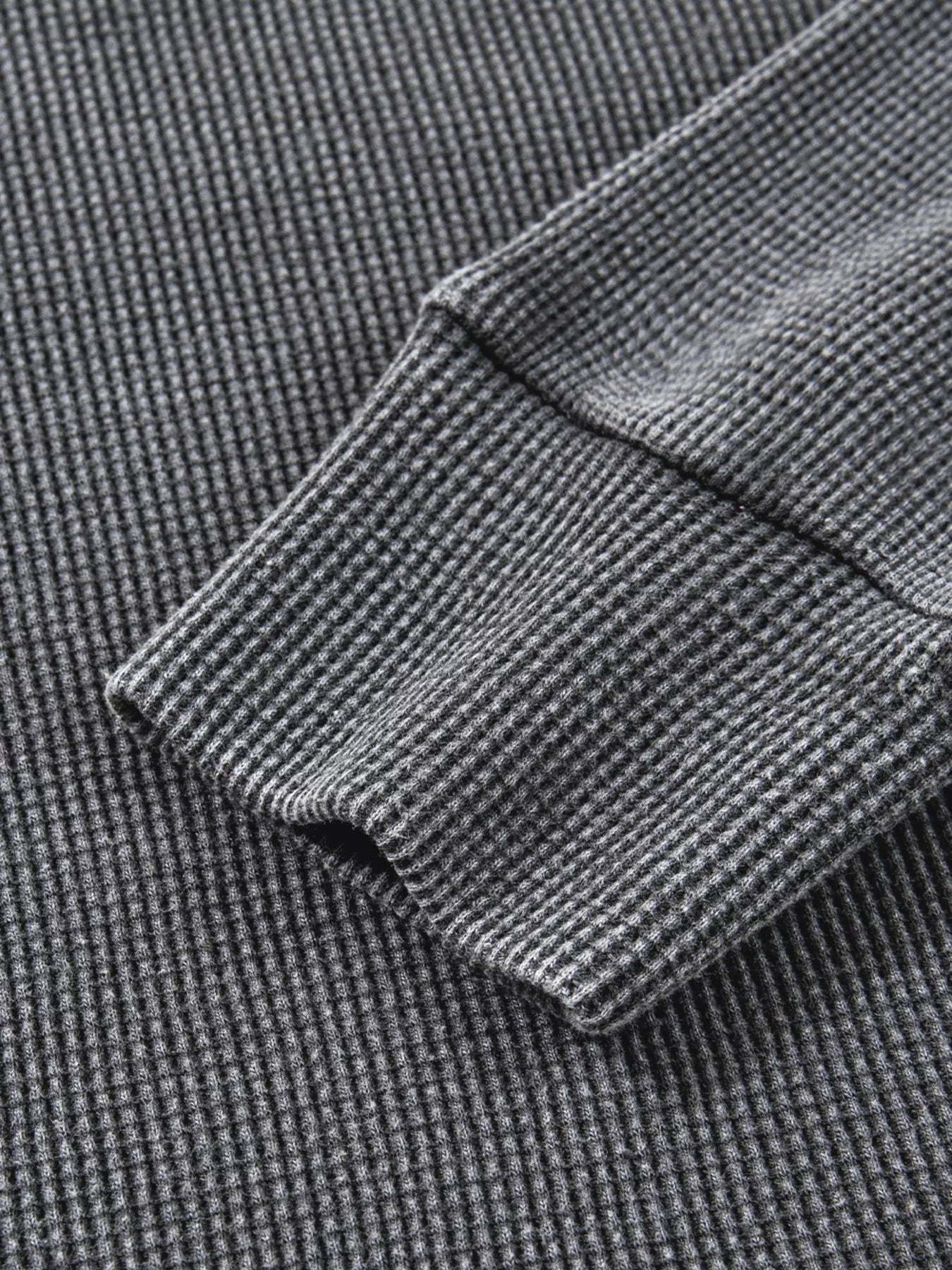 Waffle Knit Patchwork Long Sleeve Loose Sweatshirt