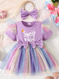 Children's Bowknot Tulle Dress with Headband