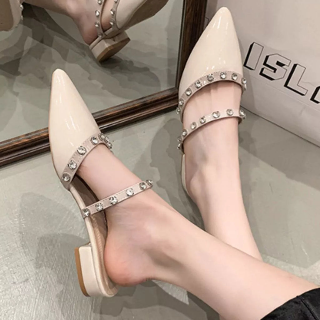Rhinestone Embellished Pointed Toe Sandals