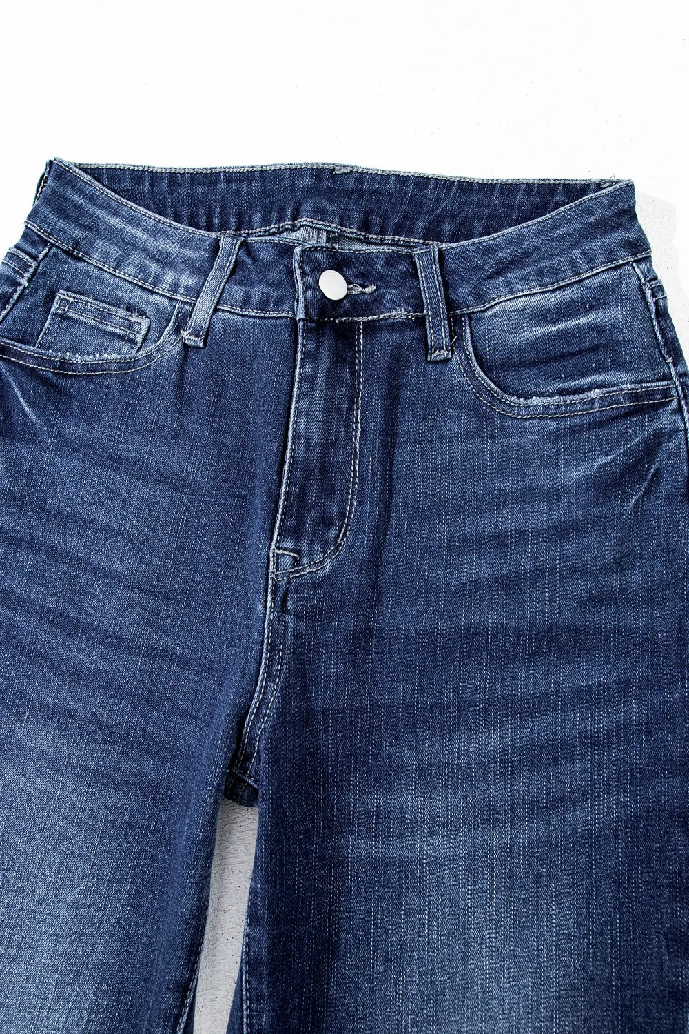 Mineral Wash Raw Hem High Waist Flared Jeans