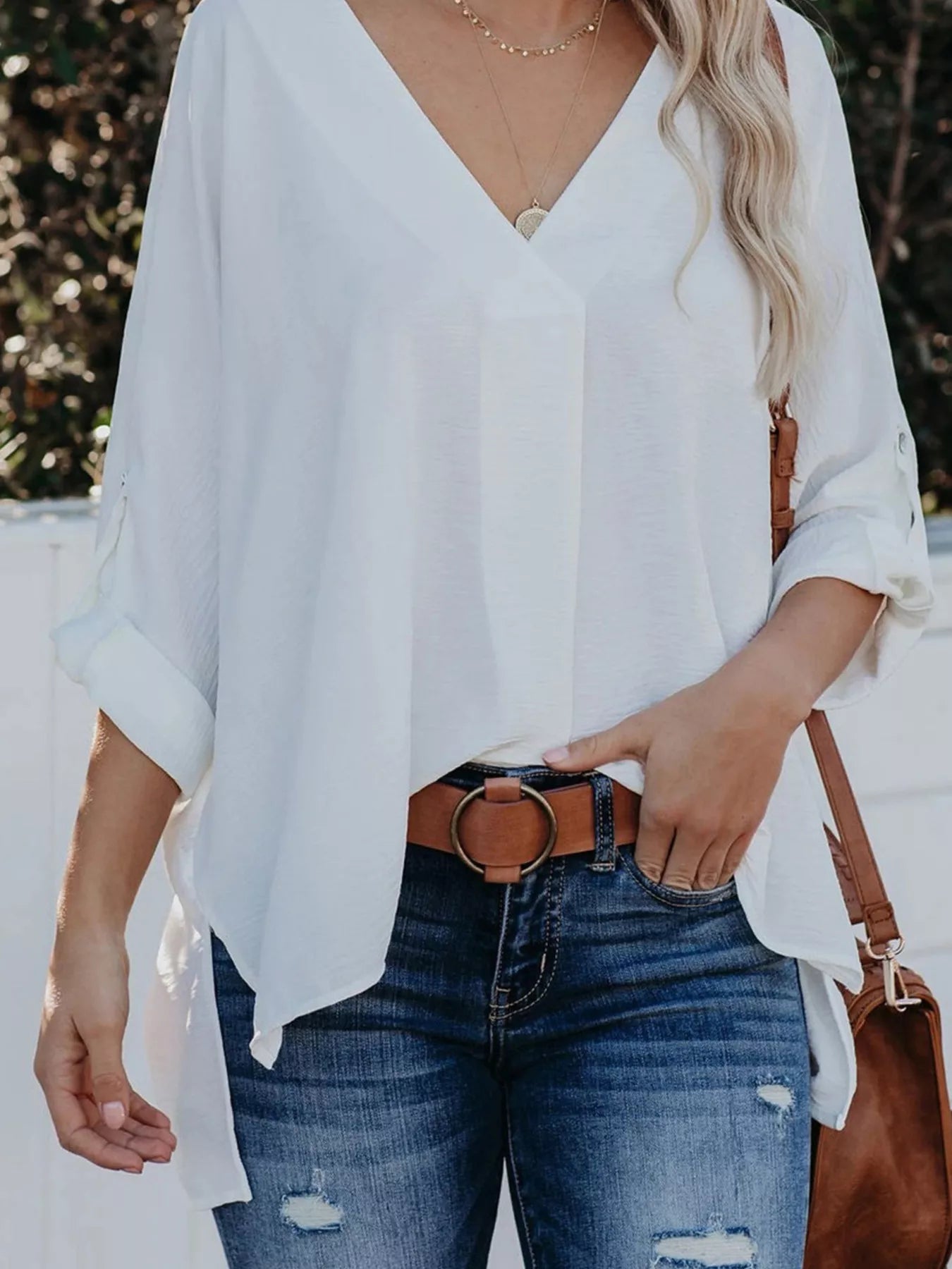 Elegant V-Neck Long Sleeve Blouse