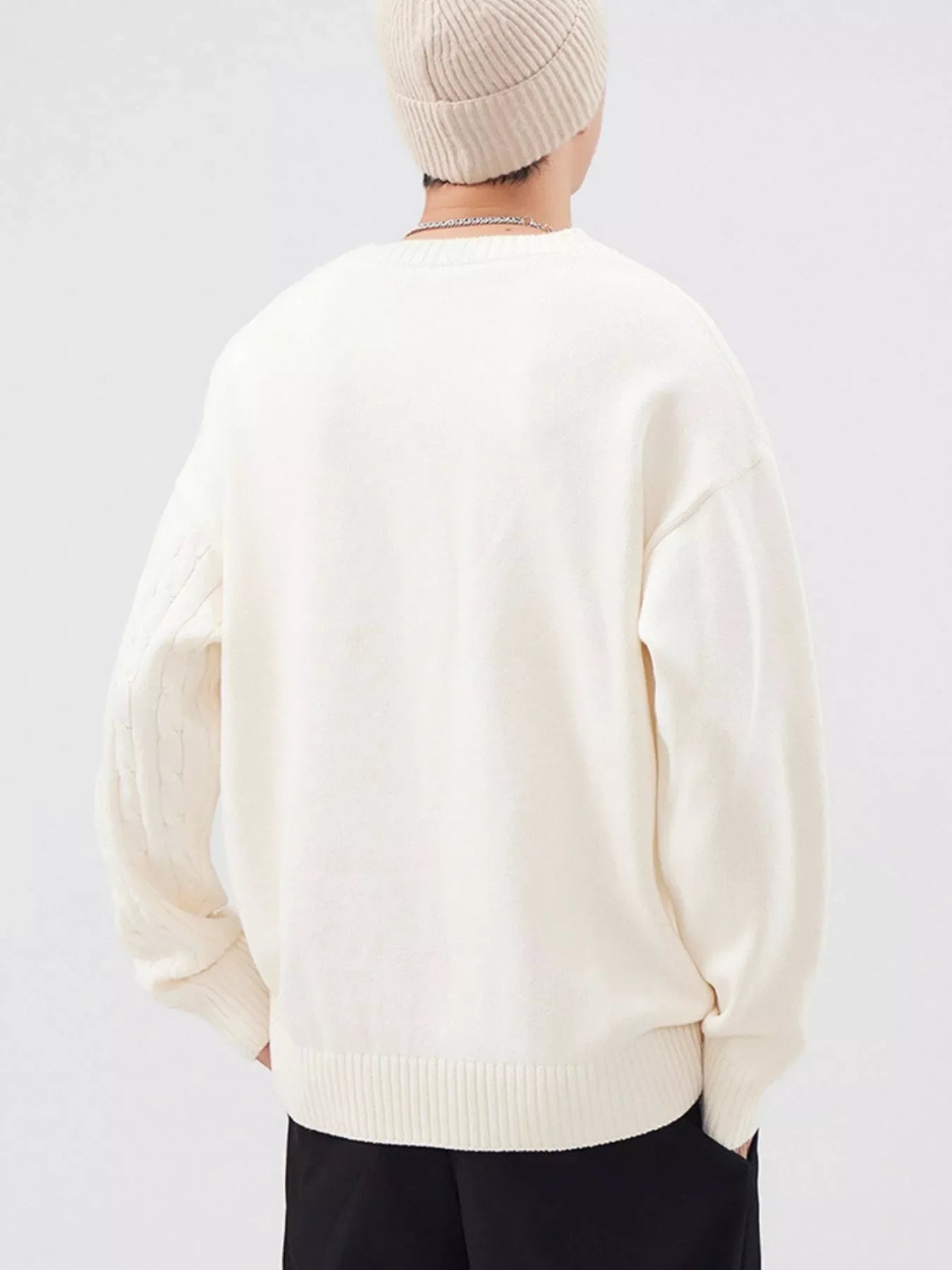 Men's Full Size Cable Knit Long Sleeve Sweater Plus Size
