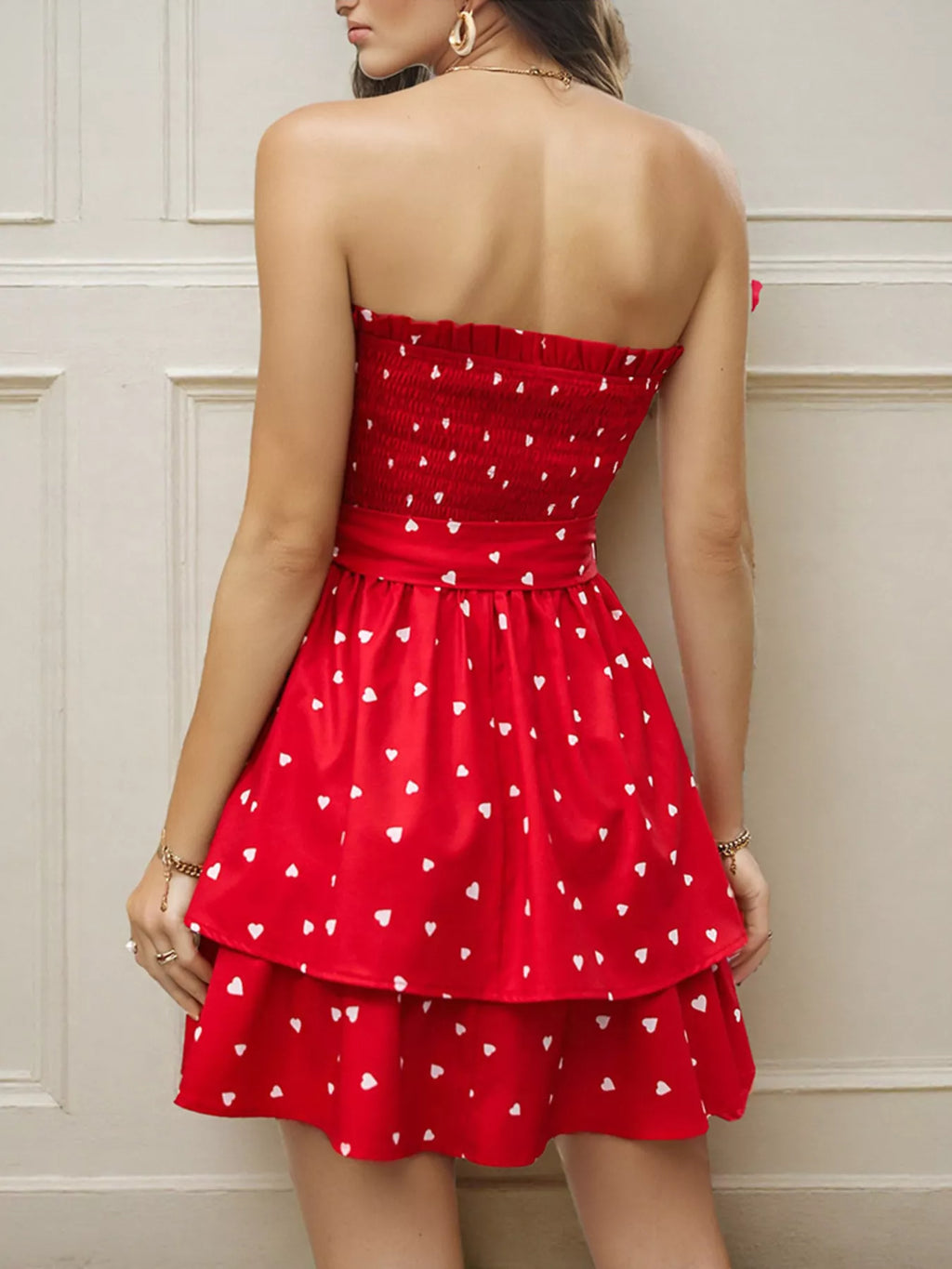 Smocked Layered Tube Mini Dress