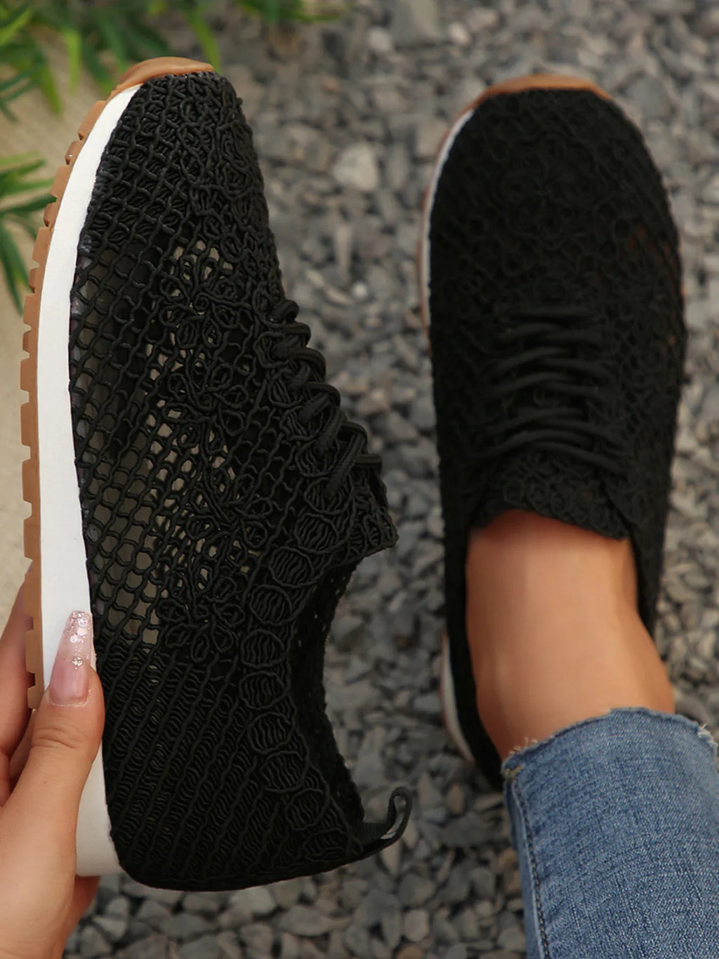 Breathable Mesh Lace-Up Sneakers