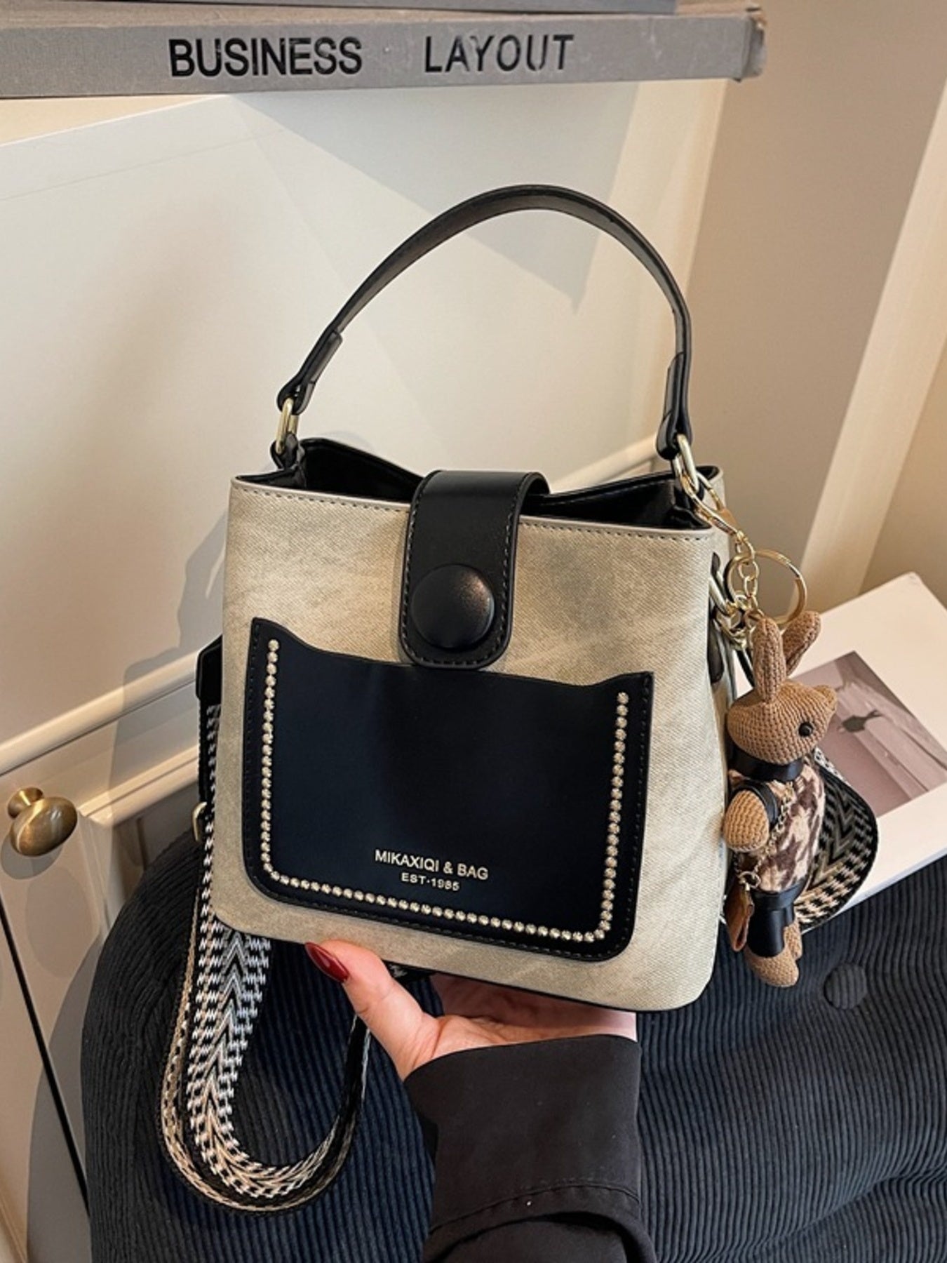 Two-Tone Bucket Crossbody Bag