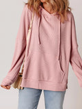 Waffle Knit Fleece Lined High Low Oversized Hoodie