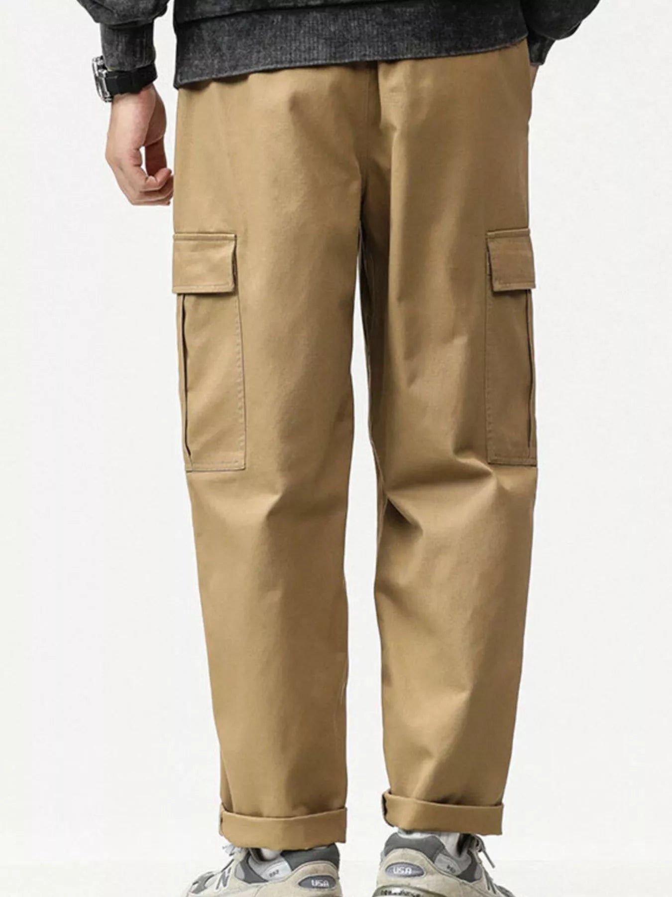Men's Full Size Casual Cargo Pants with Elastic Waist Plus Size