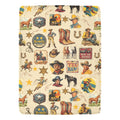 Baha Ranch Vintage Cowboy Collage Ultra-Soft Micro Fleece Blanket 60" x 80" Made in America