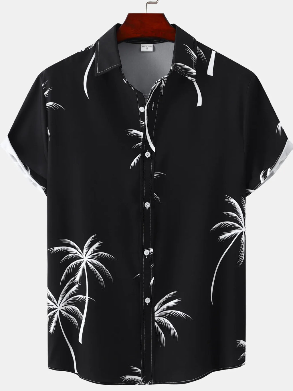 Men's Plus Size Tropical Palm Print Short Sleeve Button Down Shirt