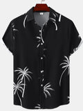 Men's Plus Size Tropical Palm Print Short Sleeve Button Down Shirt