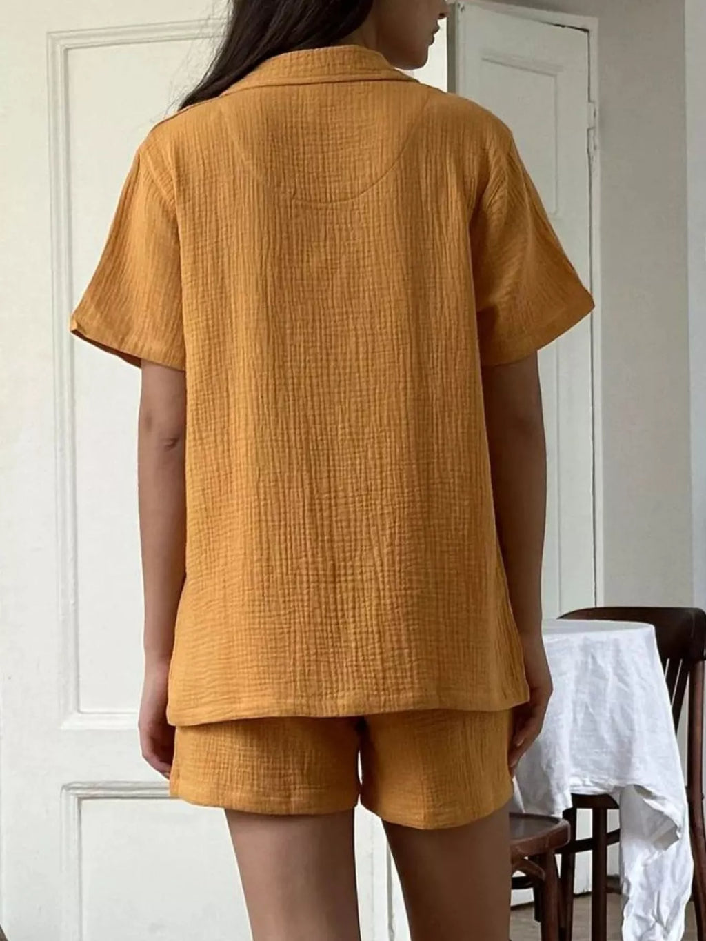 Button Up Short Sleeve Shirt and Shorts Set