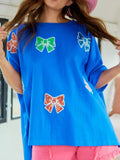 Sequin Bow Round Neck T-Shirt