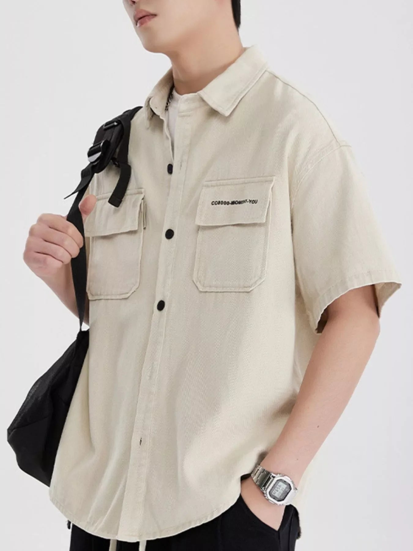 Men's Full Size Button Down Oversized Short Sleeve Shirt Plus Size