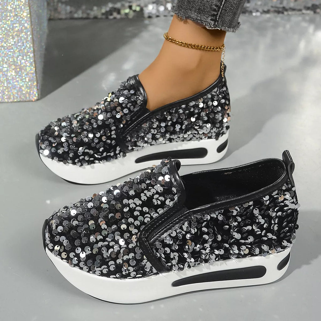 Sequin Round Toe Slip-Ons