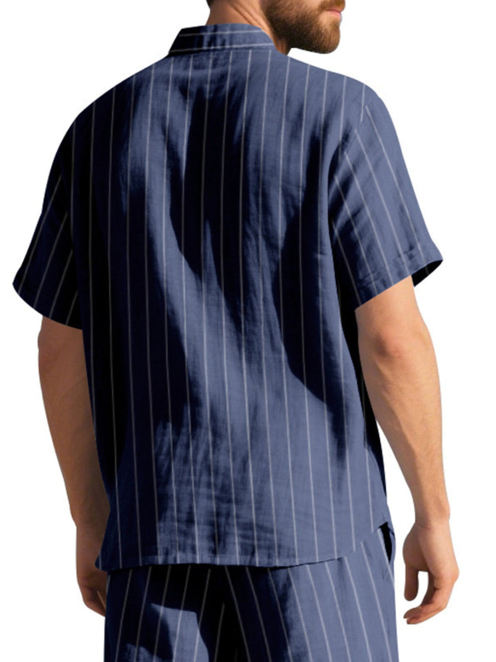 Men's Full Size Casual Striped Short Sleeve Shirt Plus Size