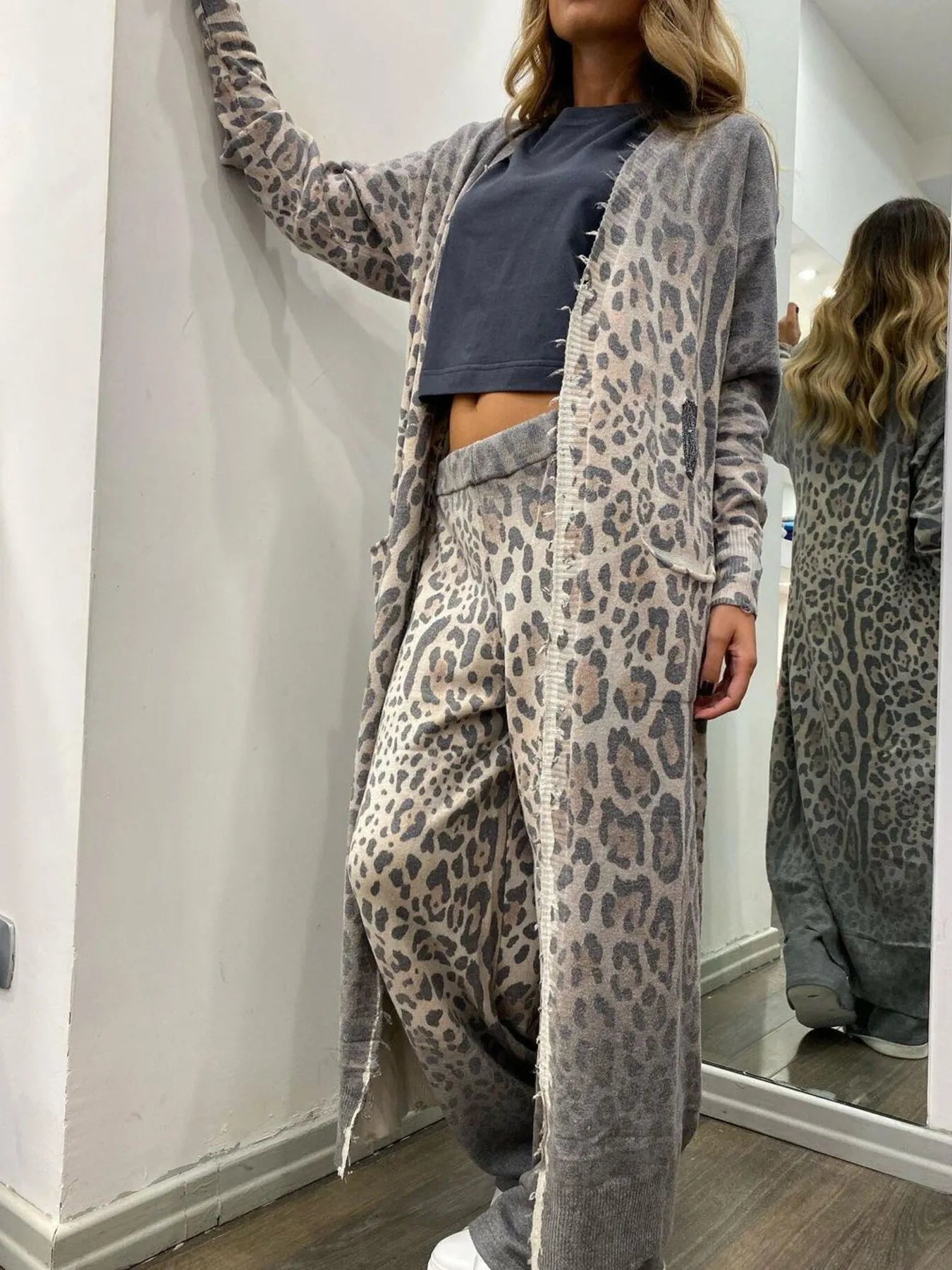 Long Sleeve Longline Outerwear and Pants Set