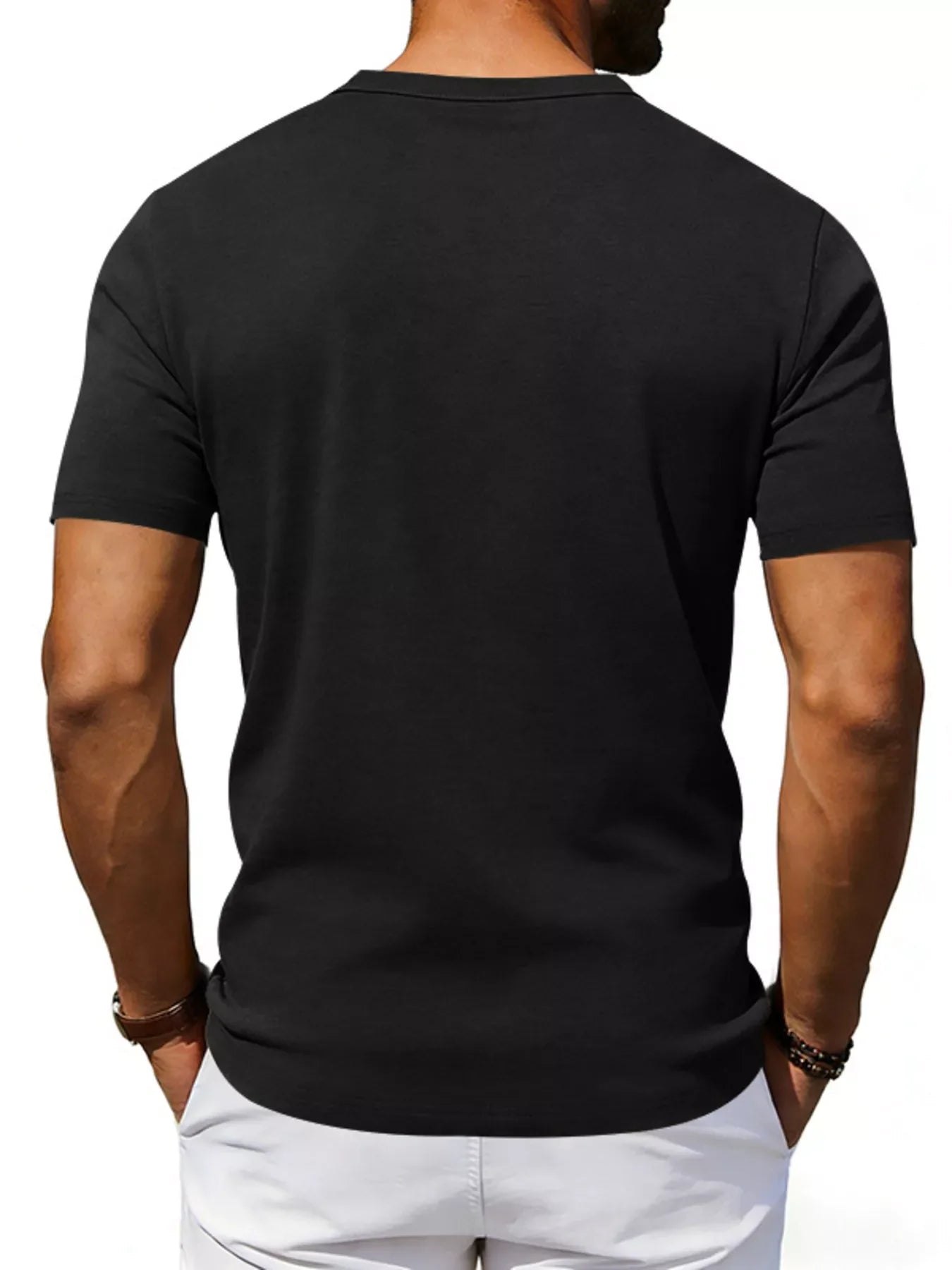 Men's Full Size Casual Henley T-Shirt with Pocket Plus Size