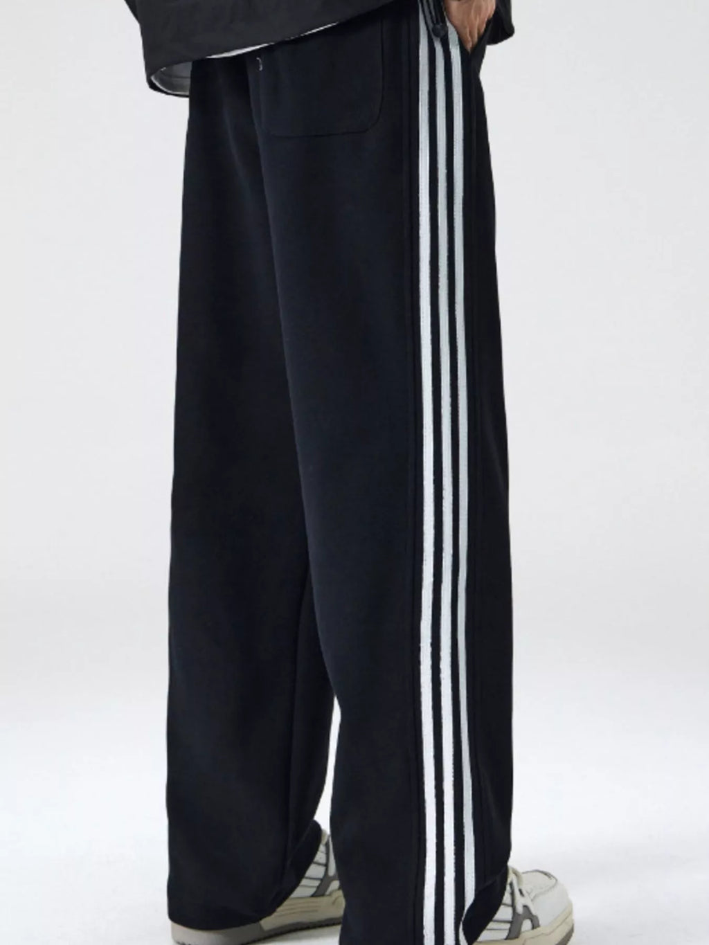 Men's Plus Size Relaxed Fit Pants with Side Stripes