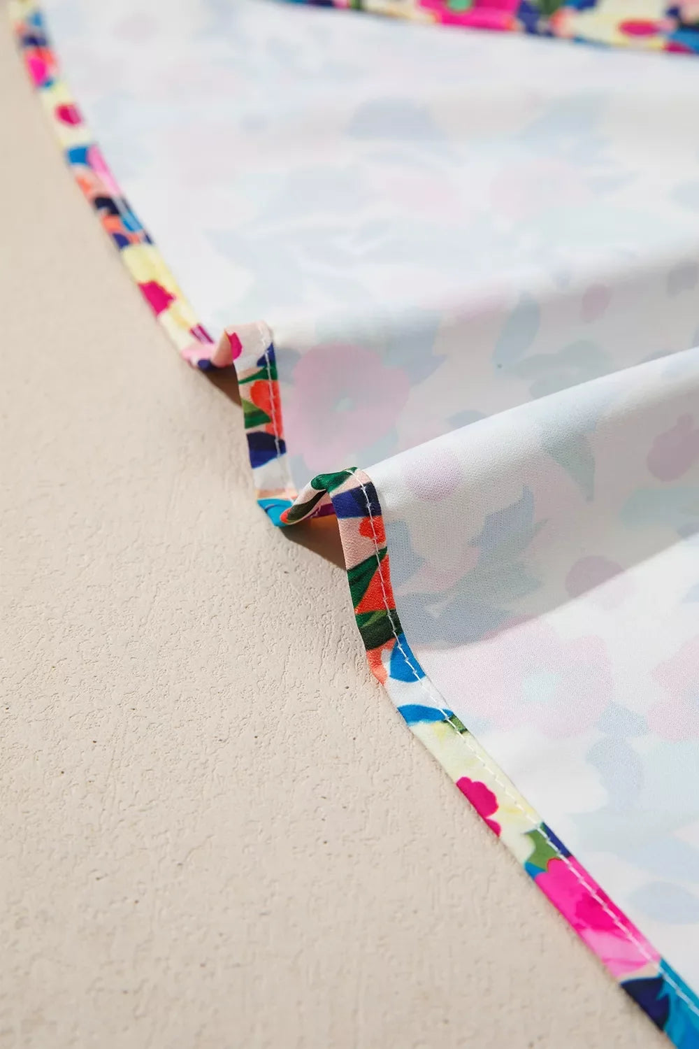 Flower Print Frilled Collar Short Puff Sleeve Summer Blouse