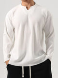 Men's Plus Size Notched Long Sleeve Top