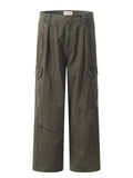Men's Washed Cargo Wide Leg Jeans